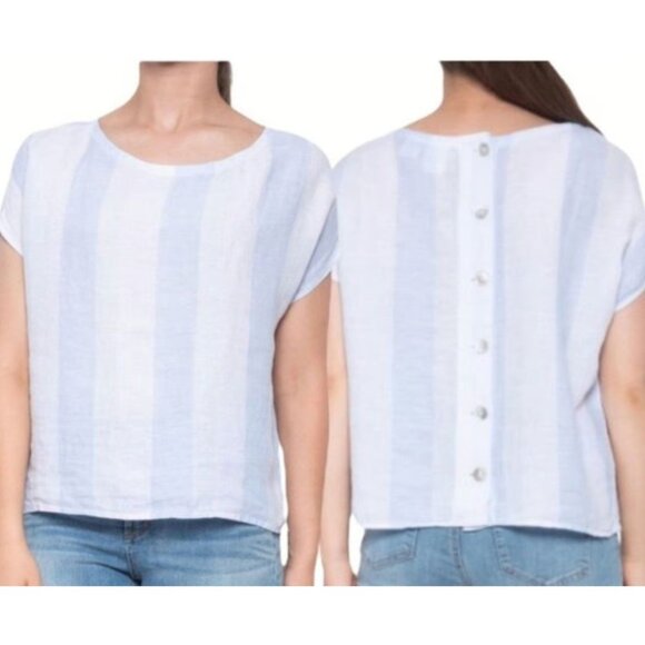 C&C California 100% Linen Button Back Striped Shirt NEW WITH TAGS - Picture 1 of 5